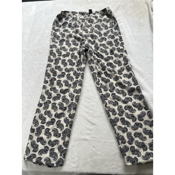 Premise Pants - Premise Studio Lined Paisley Pants Womens Medium Quiet Luxury Office Black Cream